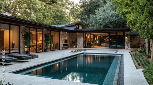 Wallpaper Mural Modern House Backyard with Pool Torontodigital.ca