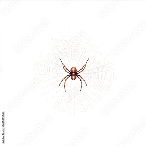 Spider Web Flat vector, minimalist design, isolated on a white background.