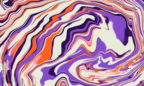 A colorful swirl of purple, orange, and white paint