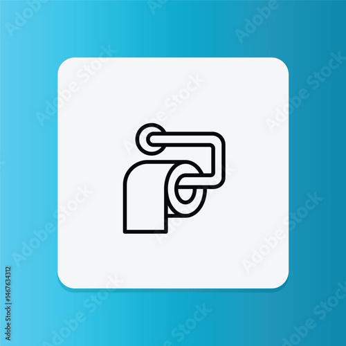 Thin line icon of toilet paper on a roll, representing hygiene and toilet-related cleanliness.