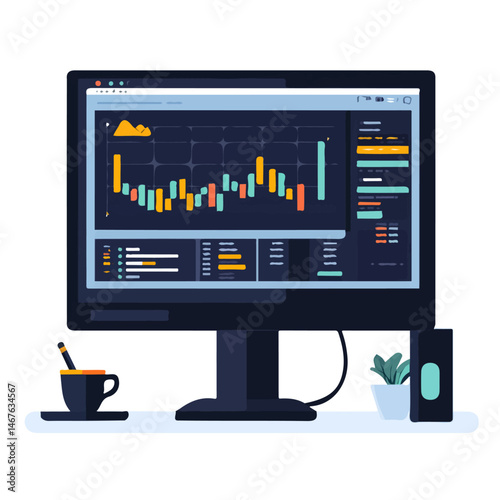 Trading Platform Flat vector, minimalist design, isolated on a white background.