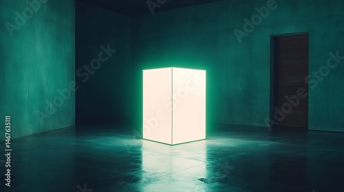 Glowing Cube in Dark Room