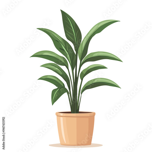Flat vector Tall Plant Pot, minimalist design, isolated on a white background.