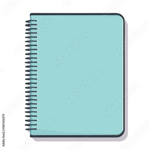 Spiral Notebook Flat vector, minimalist design, isolated on a white background.