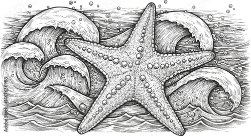 Coloring book page for adult and children. Sea shells collection in zentangle style. Hand-drawn shell doodles. Black and white pattern for coloring book