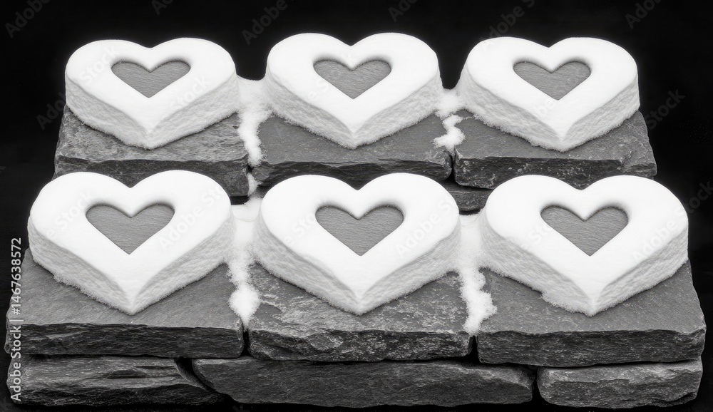 Fototapeta premium Heart-shaped cookies on stone