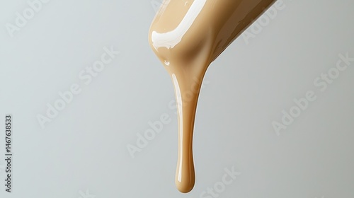 Drip Beige liquid trickles down in a single, viscous stream