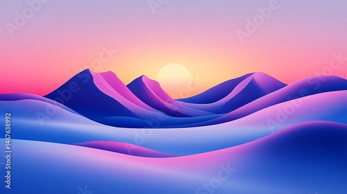 Abstract landscape with vibrant colors at sunrise
