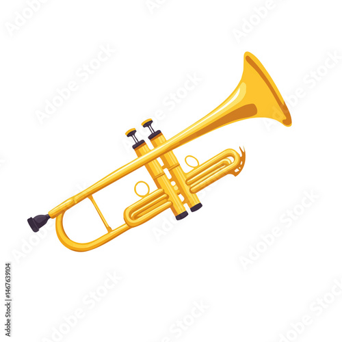 Flat vector Trumpet, minimalist design, isolated on a white background.