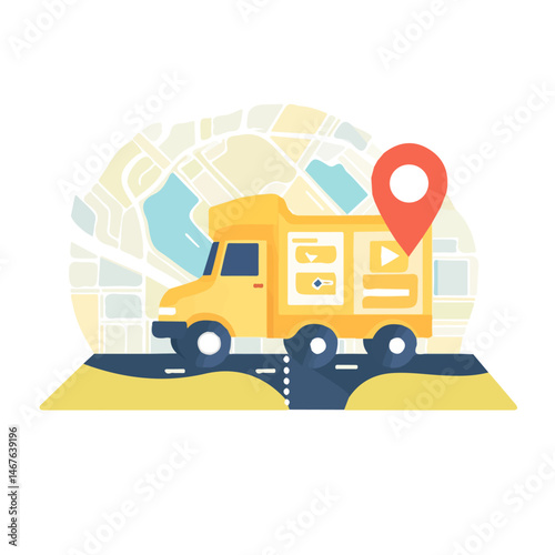 Tracking Order Flat vector, minimalist design, isolated on a white background.