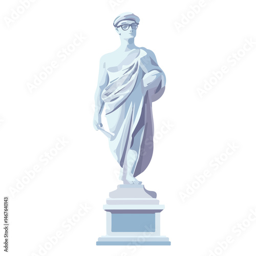 Flat vector Traditional Sculpture, minimalist design, isolated on a white background.