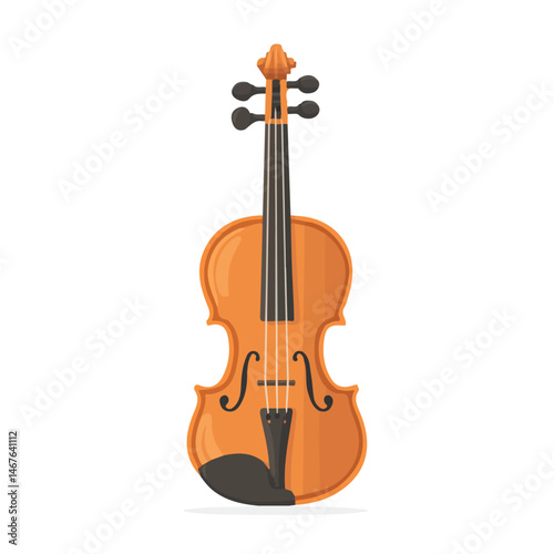 Violin Flat vector, minimalist design, isolated on a white background.