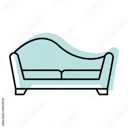 Sectional Sofa color shadow thinline icon, vector, pixel perfect, illustrator file 
