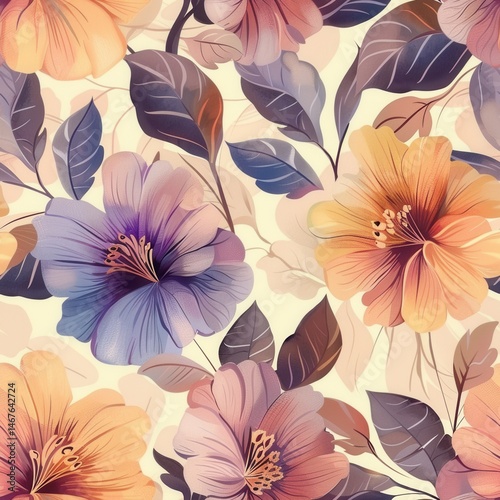 Wallpaper Mural seamless cartoon marine life pattern with fish, starfish, jellyfish, seahorses, corals in vivid colors Torontodigital.ca