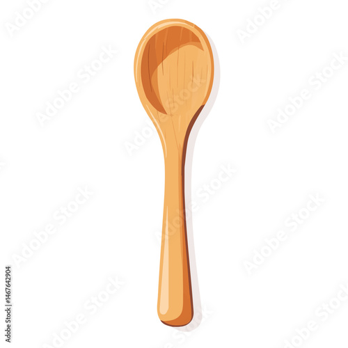 Wooden Spoon Flat vector, minimalist design, isolated on a white background.