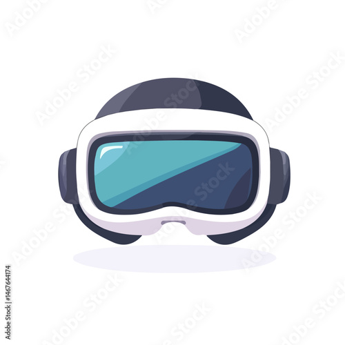 Flat vector VR Goggles, minimalist design, isolated on a white background.