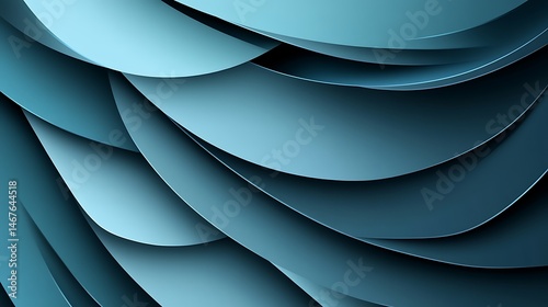 Abstract layered shapes in cool blue tones