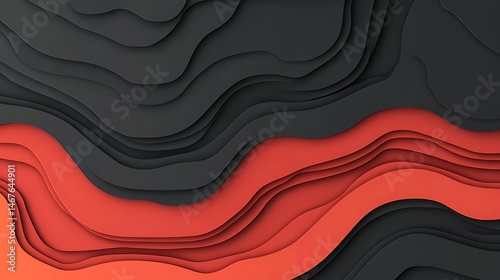 Abstract layered shapes in coral and gray