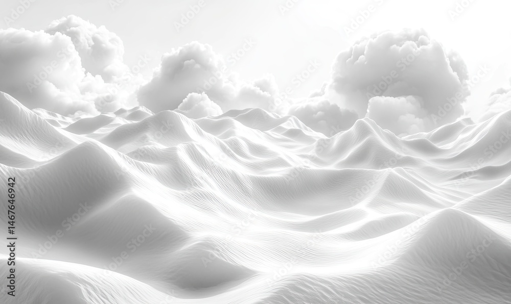 Fototapeta premium Monochromatic desert landscape under a vast, white sky