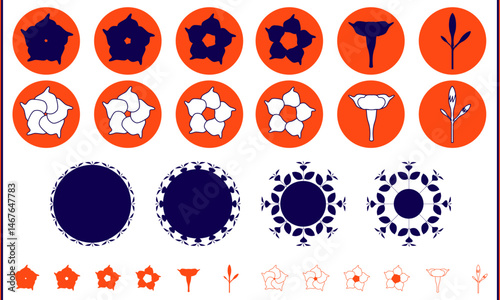 Flower pictogram set inspired by mandevilla (dipladenia in french)