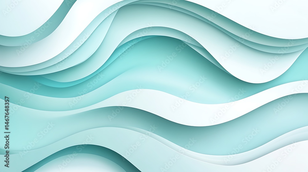 Obraz premium Abstract layered waves in light teal