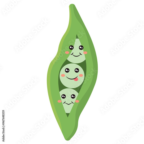 Peas in pod cartoon. Vector