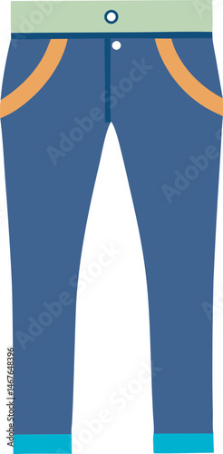 A stylish vector art illustration featuring trendy skinny jeans, showcasing detailed stitching, sleek design, and modern fashion appeal in vibrant colors.