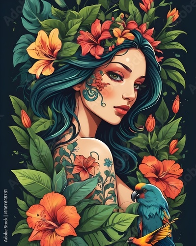 girl with flowers