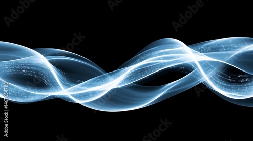 Abstract light blue waves on black background (1)