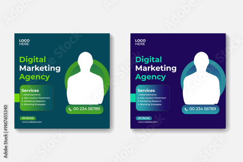 Digital Marketing Agency Social Media Post Design Template for Business Promotion.