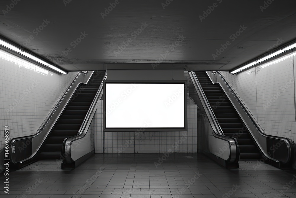 Fototapeta premium Empty Subway Passageway with Blank Advertisement