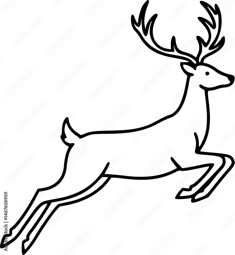 Fototapeta premium Jumping Reindeer Outline Icon