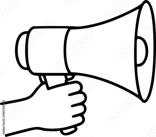 Hand Holding Megaphone Outline Icon
