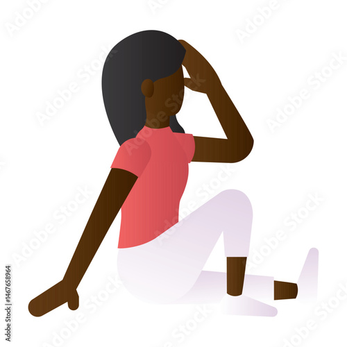 Sitting girl salute Vector