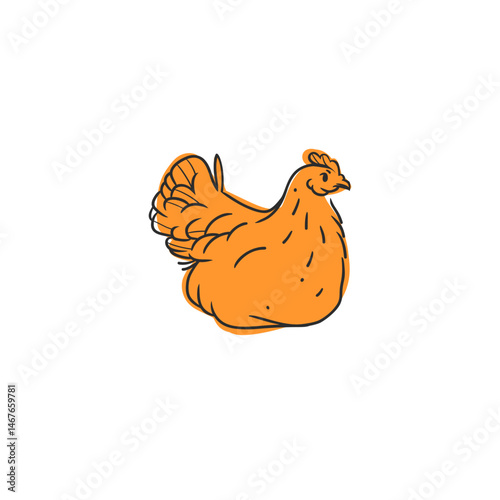 Hand drawn abstract vector graphic illustration collection with cute, stylized domestic animals rooster and hen character.Trendy modern farm design concept.Vector line farm animal symbol. animal icons