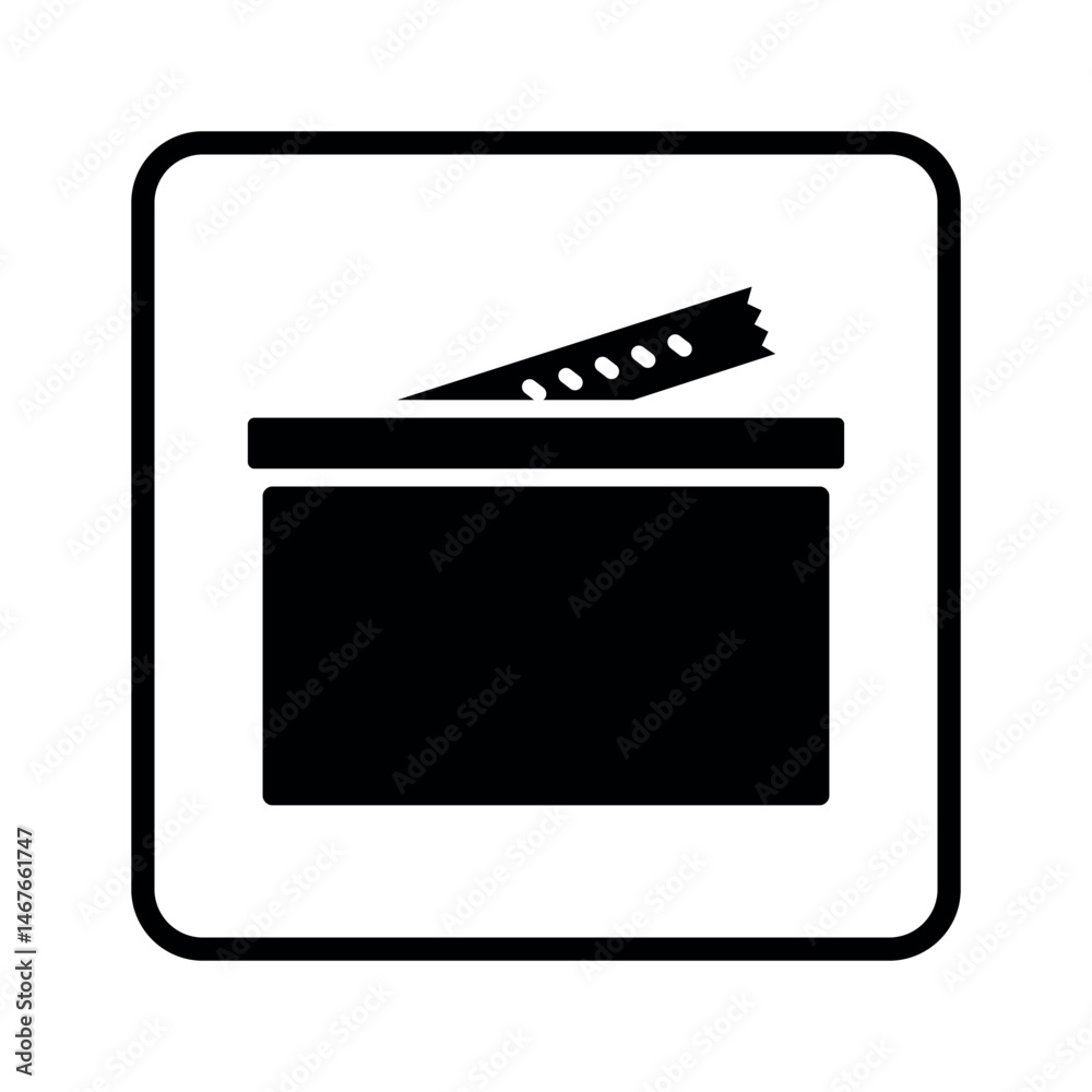 cutting box icon vector illustration with open lid and blade, packaging safety symbol for sharp object cutting box icon vector illustration with open lid and blade, packaging safety symbol for sharp object