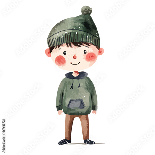 watercolor illustration of boy Forester clipart isolated