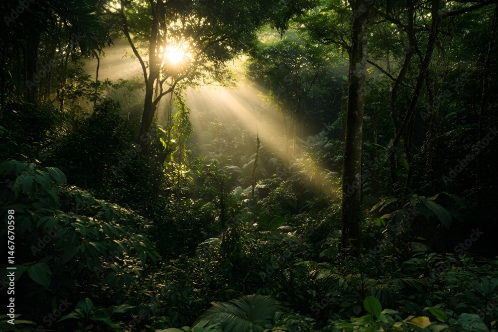 Fototapeta premium The vitality of tropical rainforest under the sunshine