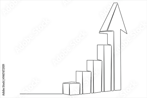 Continuous one line drawing of Business growth graph illustration vector of increasing arrow