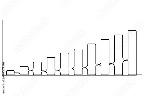 Continuous one line drawing of Business growth graph illustration vector of increasing arrow