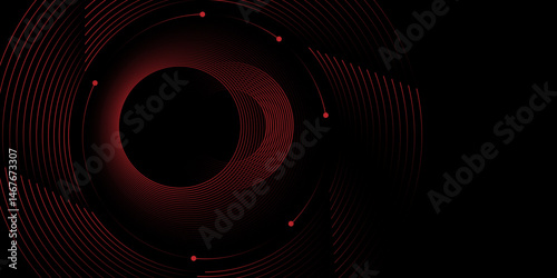 Abstract background with circle rings. Digital future technology concept. seamless pattern design template, editable radial seamless pattern made up of dashed lines. For background, backdrop, banner. 