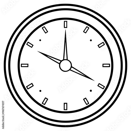 Vector analog wall clock icon on gray background.
