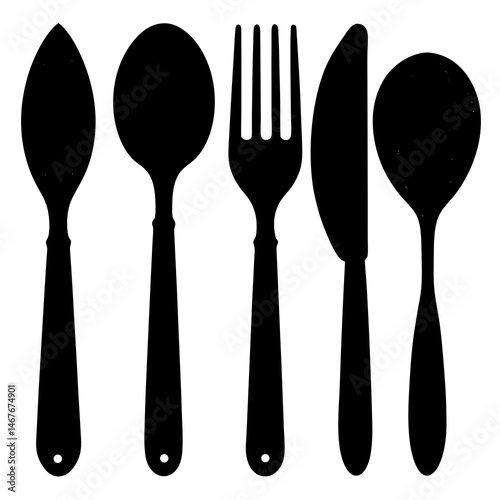 fork spoon and knife set vector illustration 
