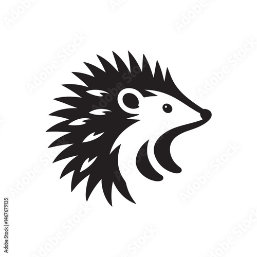 hedgehog vector silhouette clip art logo illustration