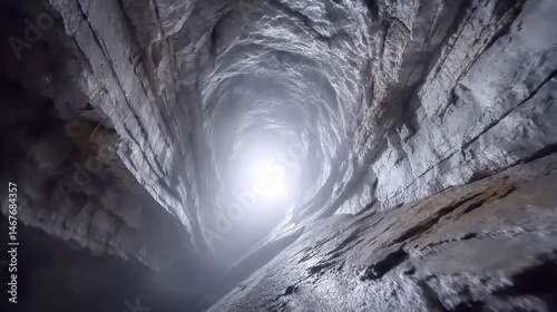 The participant glides through a cave, feeling the cool air and rush of wind in rocky tunnels