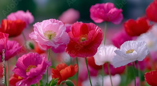 Bright and Colorful Poppy Flowers Blooming in a Vibrant Garden During Springtime