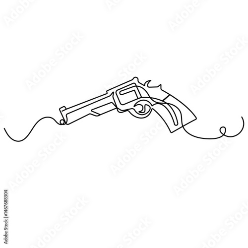 Gun icon  continuous one line drawing  outline vector illustration