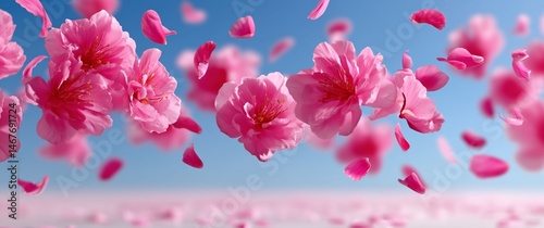 Cherry Blossoms Bloom Vibrantly Against a Clear Blue Sky in Early Spring Season