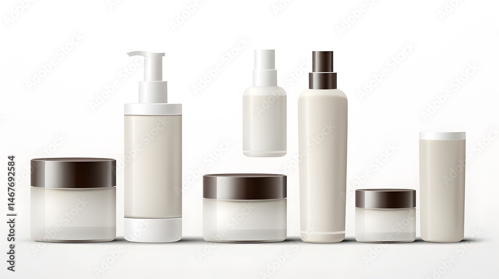 Professional set of realistic empty packages for skincare cosmetics in high quality Professional set of realistic empty packages for skincare cosmetics in high quality