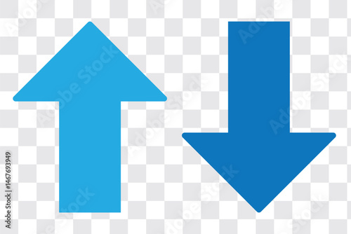 Up and down arrow icon in rounded corner. Upward and downward sign symbol